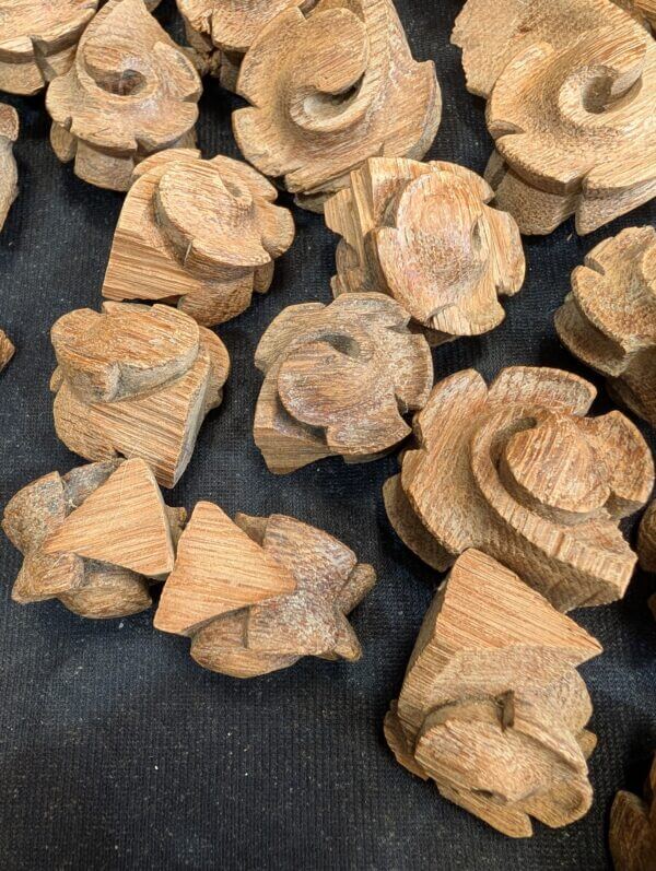 Large Collection of Small Antique Carved Oak Crockets