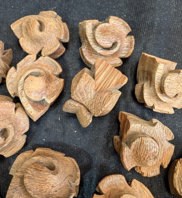 Large Collection of Small Antique Carved Oak Crockets