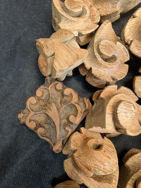Large Collection of Small Antique Carved Oak Crockets