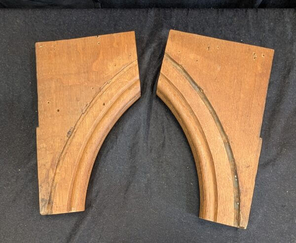Two Carved Antique Gothic Oak Brackets Shelf Supports with Stylised Roses