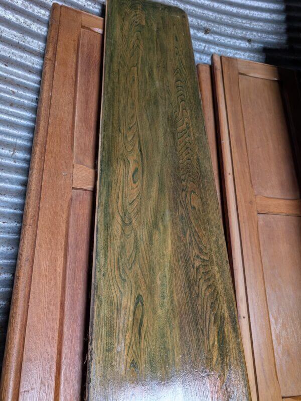 Vintage Green stained Canadian Oak Pew Seat Timber Broad Planks