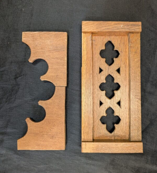 Antique Carved Oak Quatrofoil Panel plus Two Bracket Feature Pieces