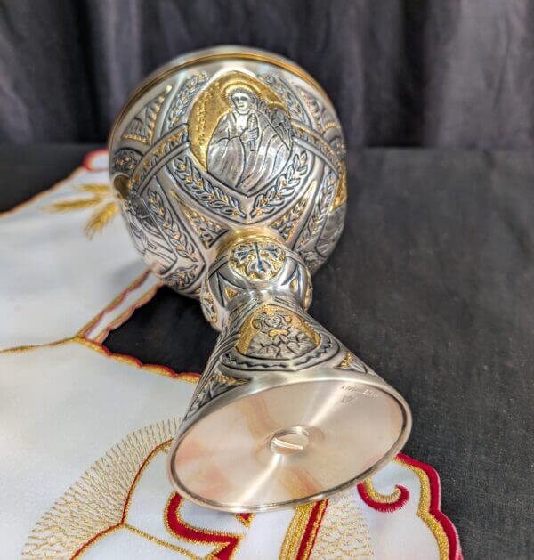 Ornate Italian Silver Coloured Metal and Gilt Brass Ciborium with Cover
