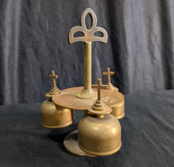Set of Three Antique Sanctus Liturgy Bells with Crosses