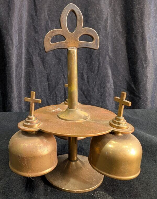 Set of Three Antique Sanctus Liturgy Bells with Crosses