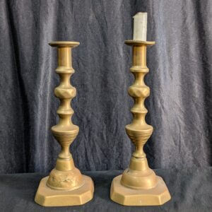 Pair of Late Georgian Brass Candlesticks