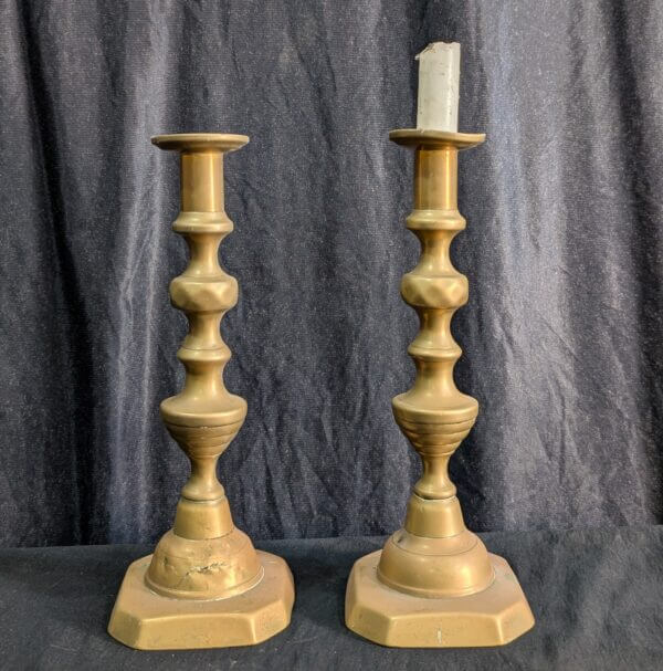 Pair of Late Georgian Brass Candlesticks