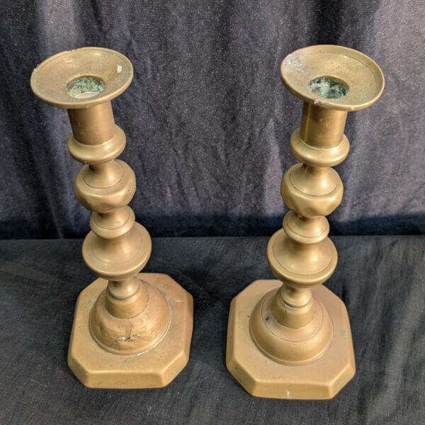 Pair of Late Georgian Brass Candlesticks