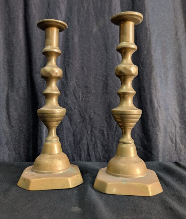 Pair of Late Georgian Brass Candlesticks