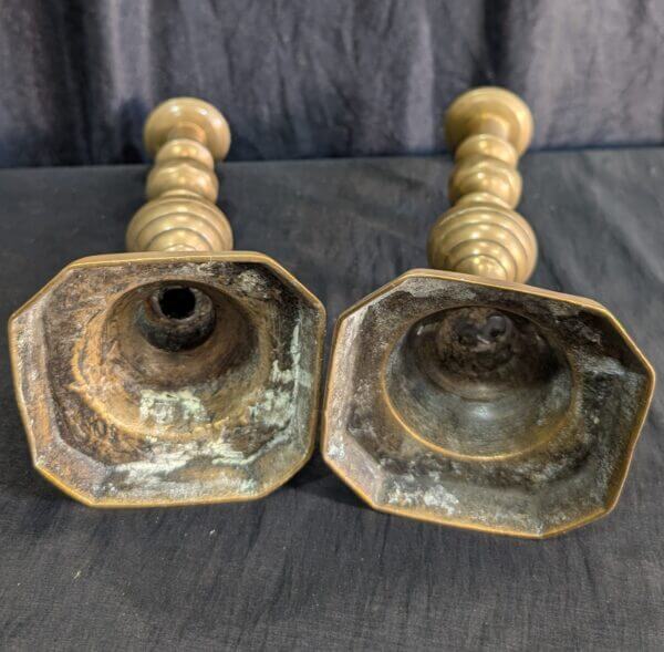 Pair of Late Georgian Brass Candlesticks