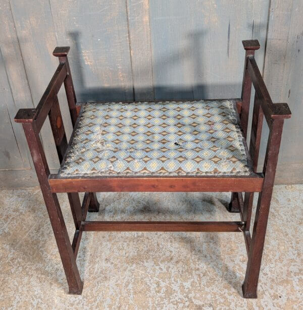 Arts and Crafts Antique Inlaid Mahogany Piano Stool