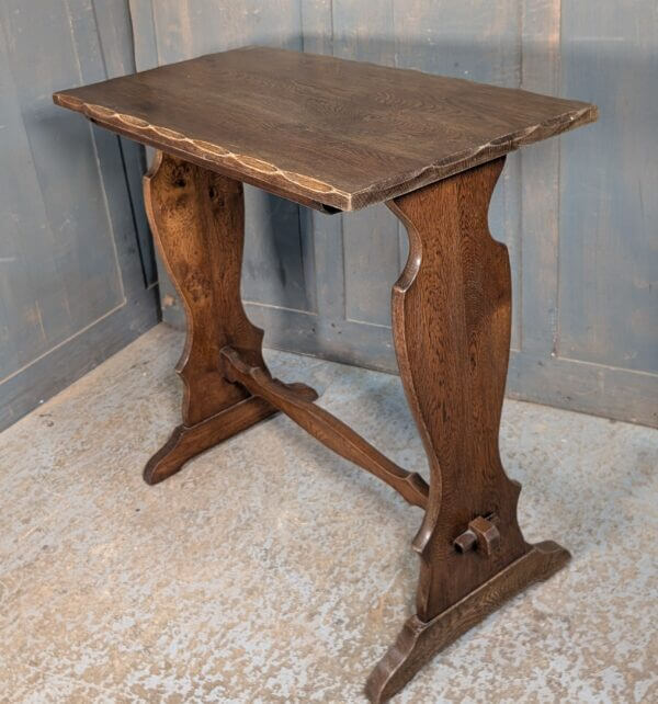 Small Oak Vintage Credence Refectory table with Bevelled Edges