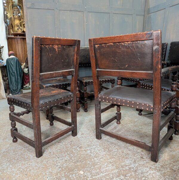 Set of 8 Baronial Leather & Oak Medieval Style Chairs