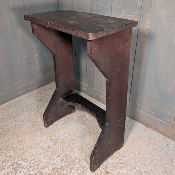 Simple Dark Pine Antique Church Credence Table