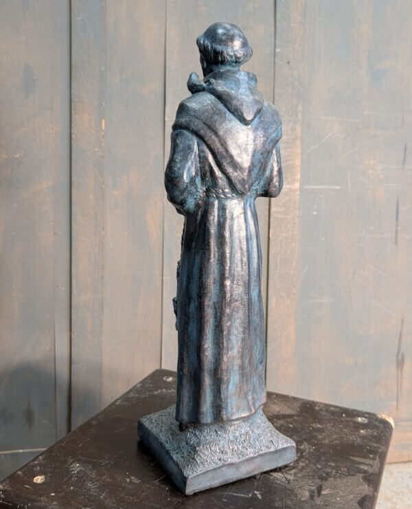 Heavy Bronzed Religious Statue of St Francis of Assisi
