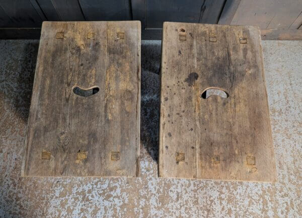 Two Rustic Pine Large Handmade 1860's Stools
