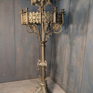 French Rocco Revival 1890's Grand Eccleisistical Brass Floor Candleabra