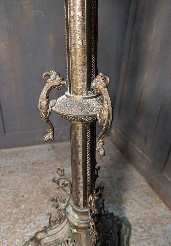 French Rocco Revival 1890's Grand Eccleisistical Brass Floor Candleabra