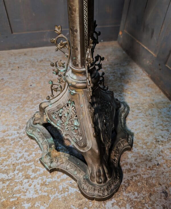 French Rocco Revival 1890's Grand Eccleisistical Brass Floor Candleabra