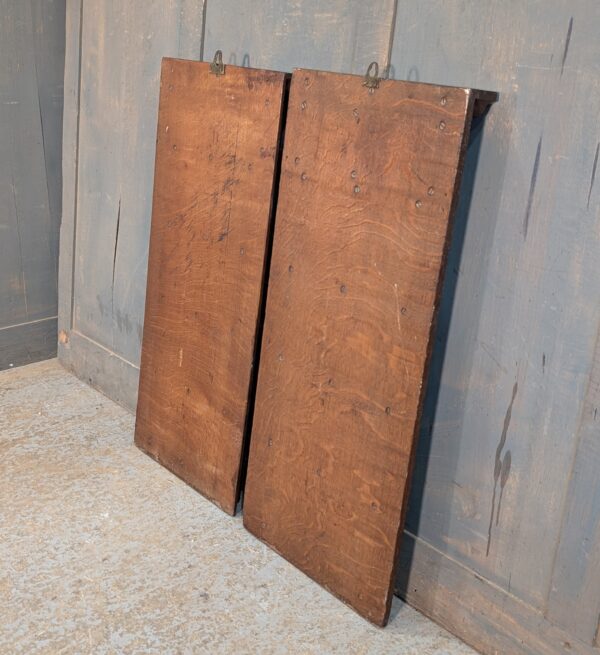 Two Dark Oak Carved Neo-Classical Hymnboards from Cheshire