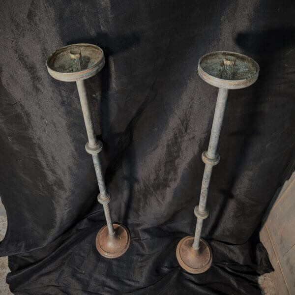 Crypt Find Two Heavily Tarnished Acolyte Candlestands