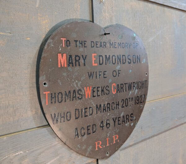 Touching Heart Shaped Heavy Brass Memorial Plaque