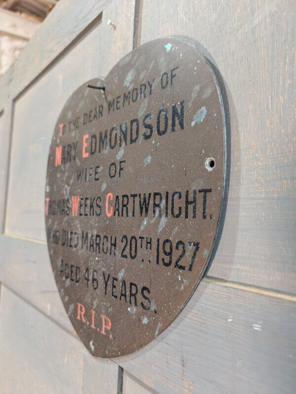 Touching Heart Shaped Heavy Brass Memorial Plaque