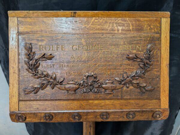Carved Classic Oak Pedestal Lectern from a School Chapel