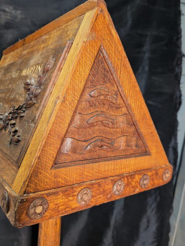 Carved Classic Oak Pedestal Lectern from a School Chapel