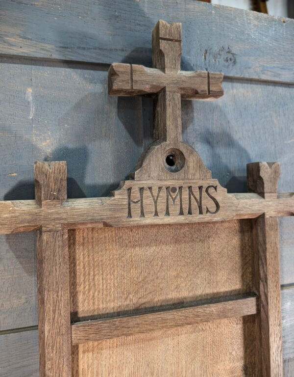 Faded 1860's English Oak Four Hymn Hymn Board from St Giles Darlton