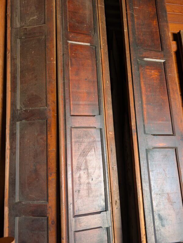 4 Leicester 1850's Dark Pine Pew Panels Panelling