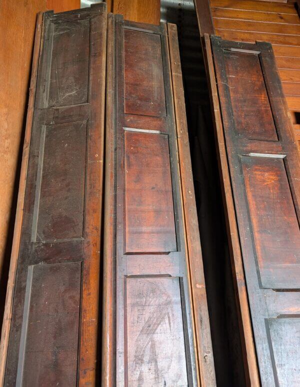 4 Leicester 1850's Dark Pine Pew Panels Panelling