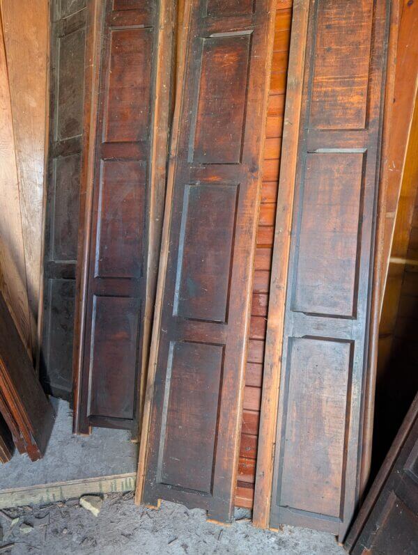 4 Leicester 1850's Dark Pine Pew Panels Panelling