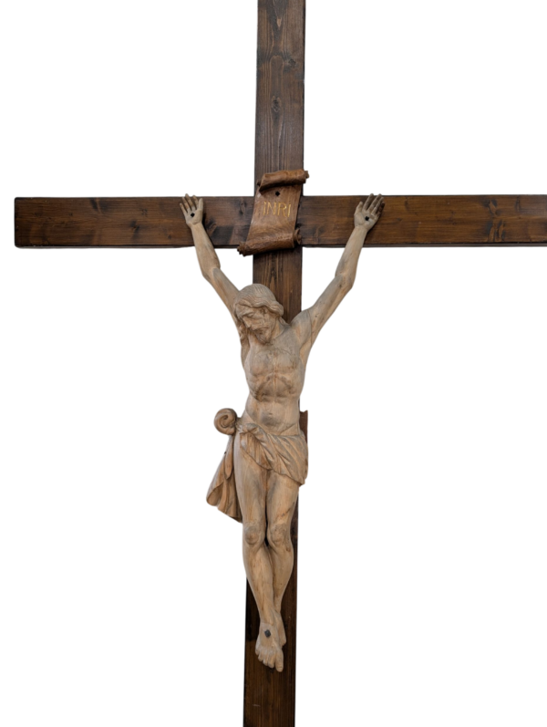 Imposing & Striking Nearly Life size Belgian Convent Antique Crucifix