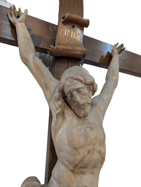 Imposing & Striking Nearly Life size Belgian Convent Antique Crucifix