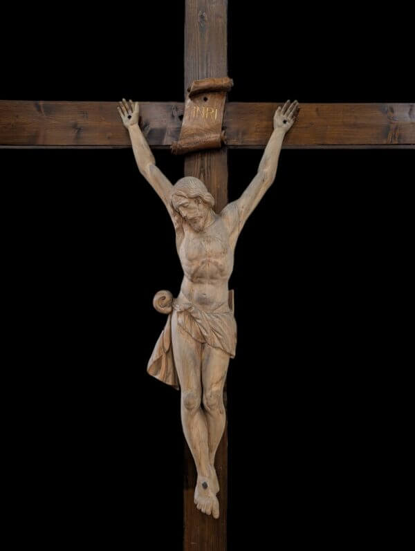 Imposing & Striking Nearly Life size Belgian Convent Antique Crucifix