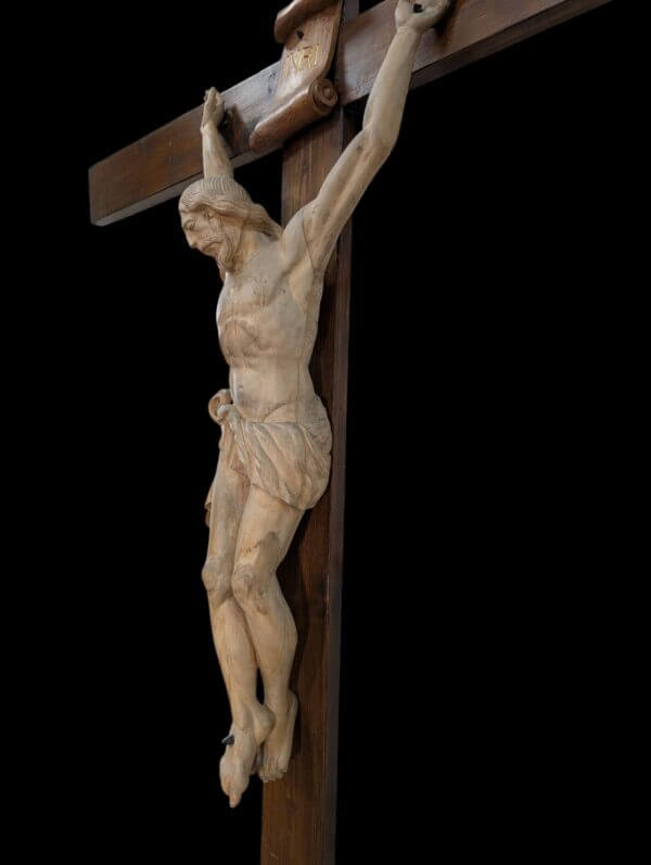 Imposing & Striking Nearly Life size Belgian Convent Antique Crucifix