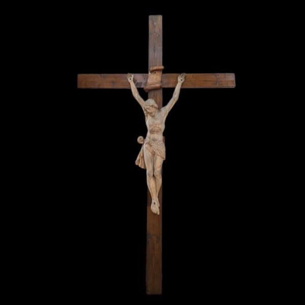 Imposing & Striking Nearly Life size Belgian Convent Antique Crucifix