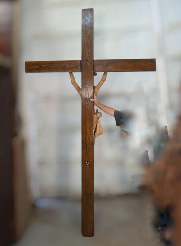 Imposing & Striking Nearly Life size Belgian Convent Antique Crucifix