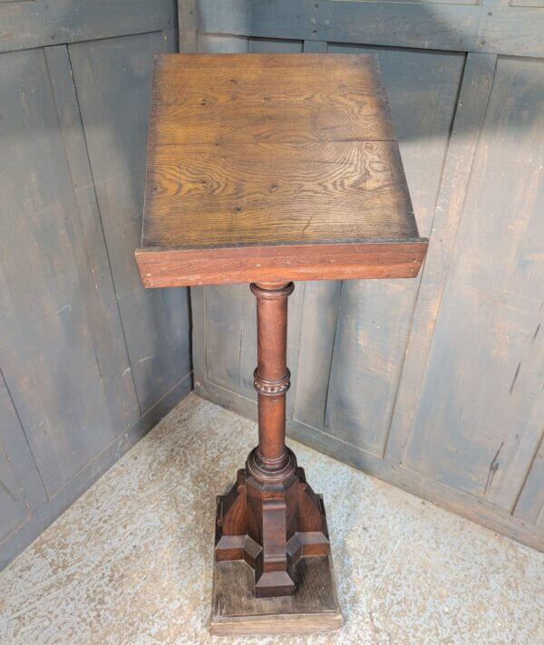 Handsome 1860's Gothic Oak Pedestal Church Lectern from St Giles Darlton
