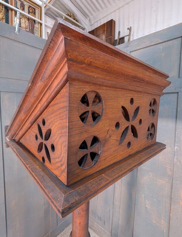 Handsome 1860's Gothic Oak Pedestal Church Lectern from St Giles Darlton