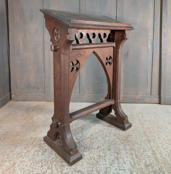1860's Gothic Detailed Oak Ambo Reading Desk Lectern from St Giles Darlton