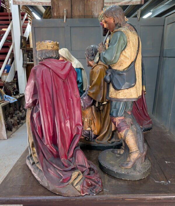 Beautiful Antique Large Church Eight Figure Nativity Set
