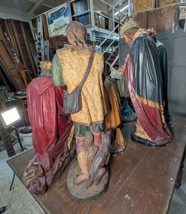 Beautiful Antique Large Church Eight Figure Nativity Set