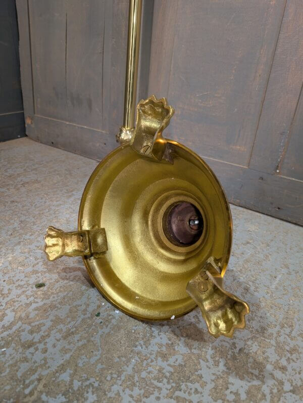 Very Tall Highly Polished Baroque Style Brass Processional Cross with Claw Foot Stand