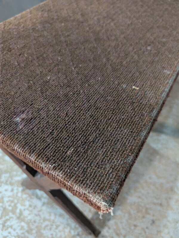 Unusual Antique Pine Carpet Topped Small X-Frame Table