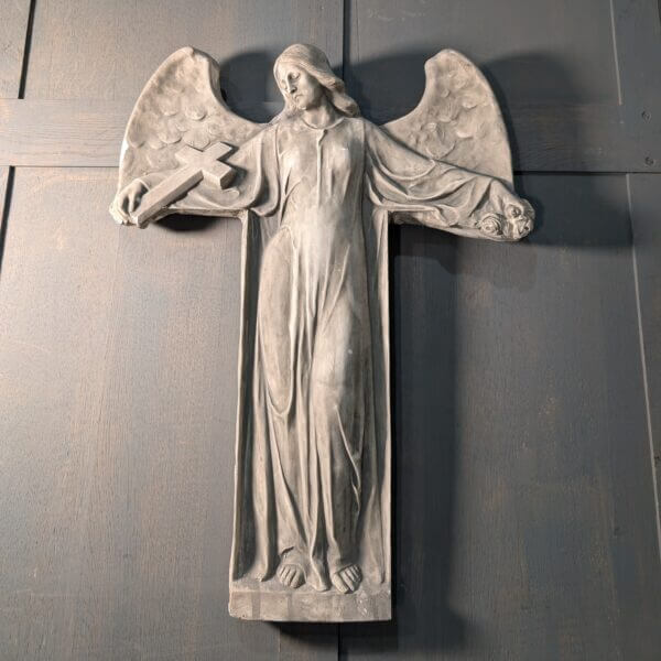 Large Religious Plaque Angel Bearing the Cross