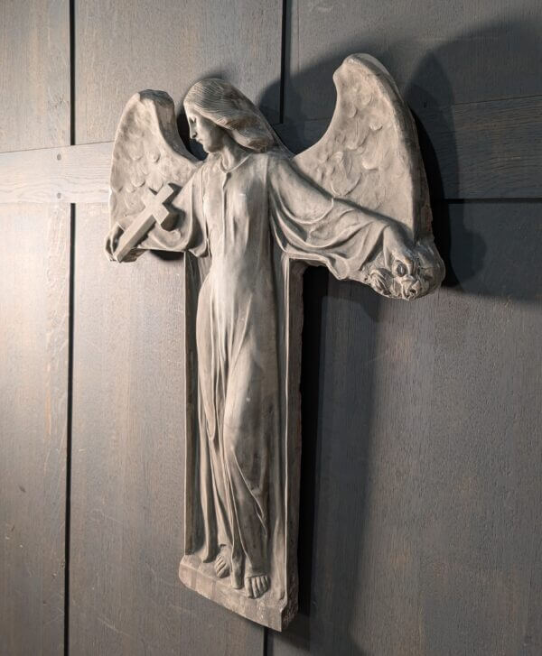 Large Religious Plaque Angel Bearing the Cross