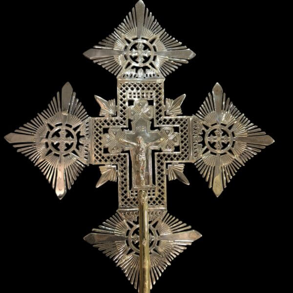 Large Striking Brass Coptic Styled Processional Cross