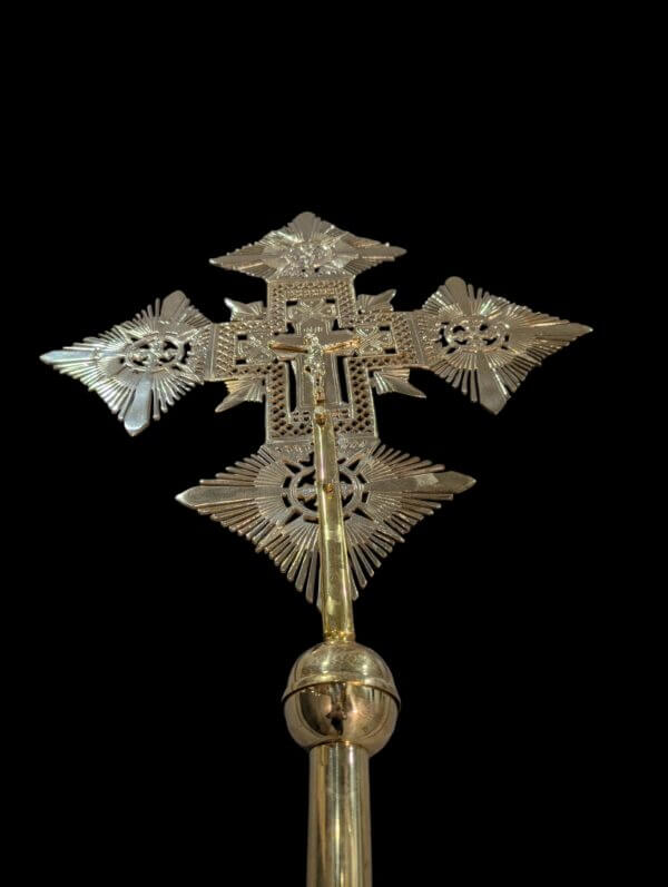 Large Striking Brass Coptic Styled Processional Cross